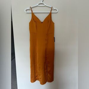 NWT Express Brown Yellow Midi Dress
